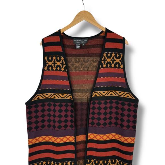 Andrea Jovine Wool Open Duster Sweater Vest Southwestern Western Size 1X READ - Picture 2 of 8